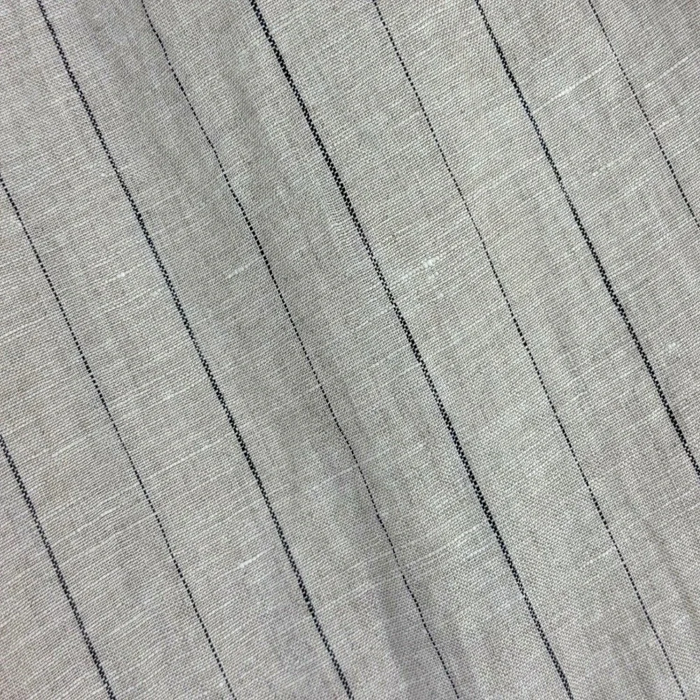 100% LINEN WIDE LEG PANTS Karlie High Rise Trouser Large Beige Pinstripe Neutral - Picture 7 of 12